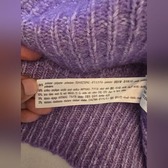 Zara Alpaca And Wool Blend Mock Neck Sweater In Purple Size Small - Picture 4 of 10